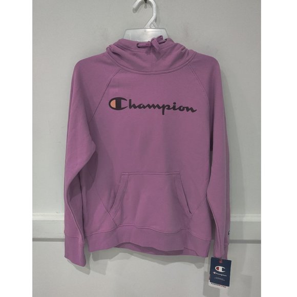 NWT Champion Women Powerblend Logo Fleece Hoodie Paper Orchid Size S $50 A358 - Picture 2 of 3